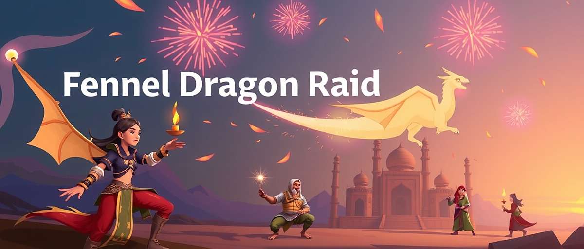 Fennel Dragon Raid Diwali Celebration Fennel Dragon Raid Diwali event showing in-game characters celebrating with fireworks and diyas